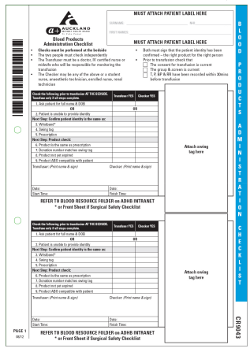 Auckland Blood Products Administration Checklist